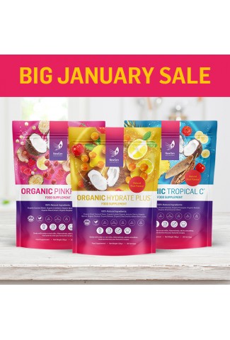 January Sale - x1 Hydrate Plus, x1 Organic Pink Power and x1 Organic Tropical C – Normal SRP £135.48